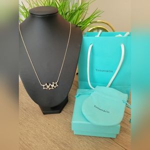 AUTHENTICATED Vintage Tiffany & Co. MEDIUM Triple Star Necklace